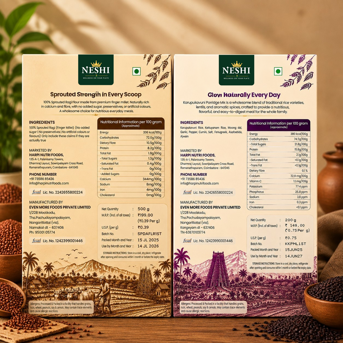 Karuppukavuni Porridge Mix + Sprouted Ragi Flour