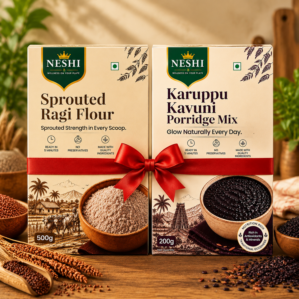 Karuppukavuni Porridge Mix + Sprouted Ragi Flour