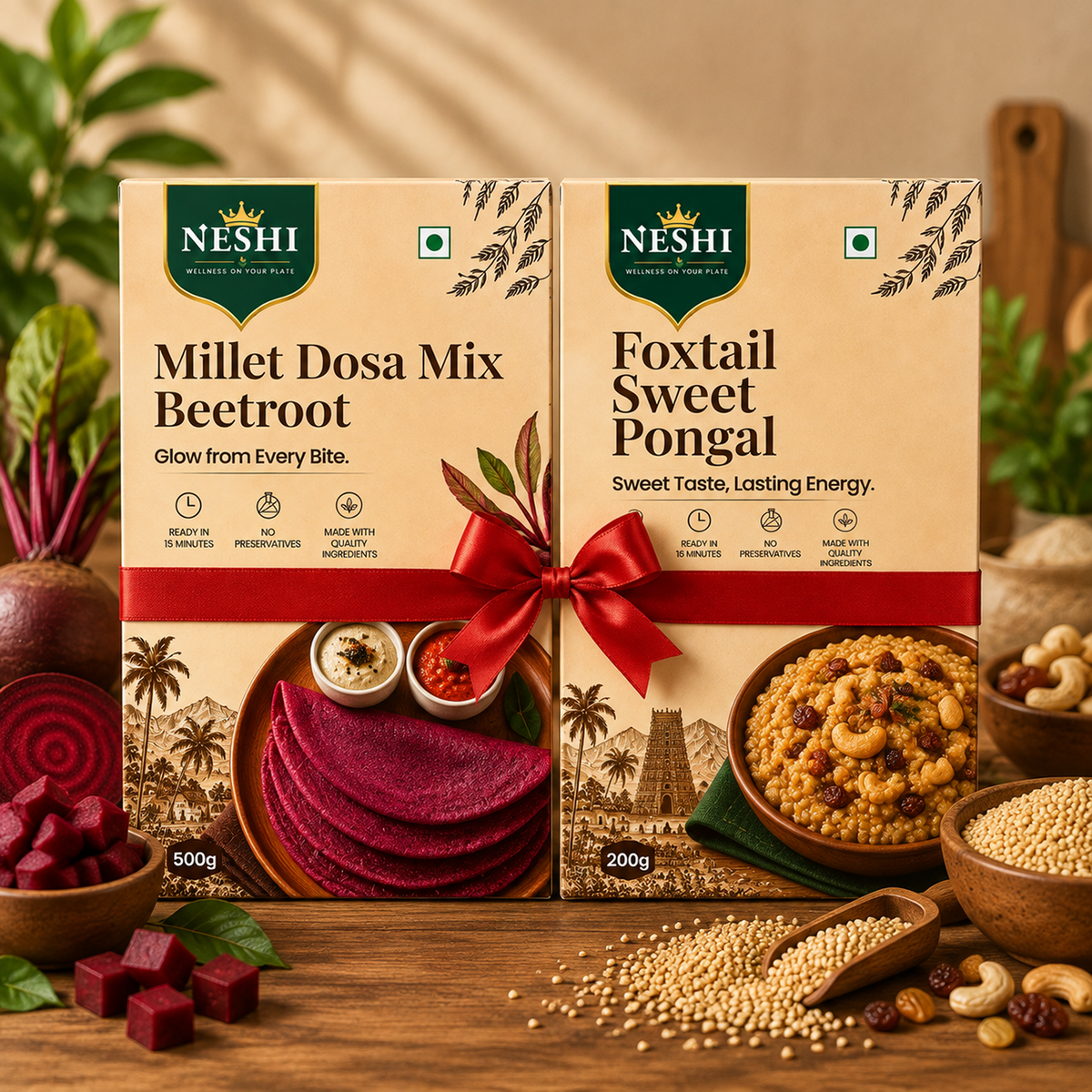 Foxtail Sweet Pongal + Millet Beetroot Dosa Mix