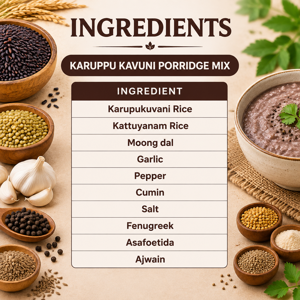 Sample Karuppu kavuni porridge mix