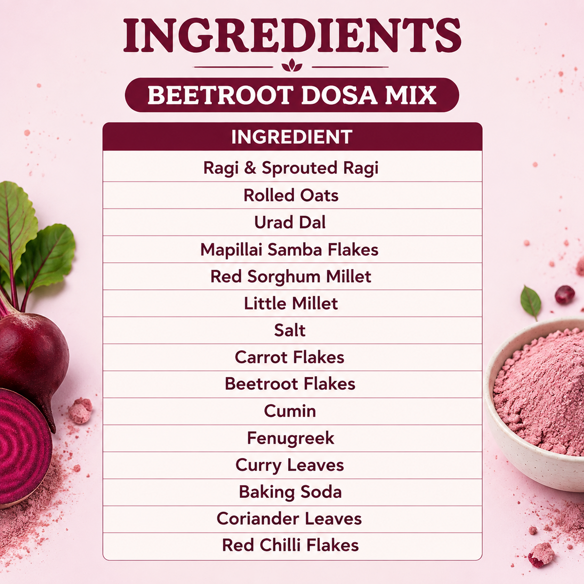 Sample Millet beetroot dosa mix