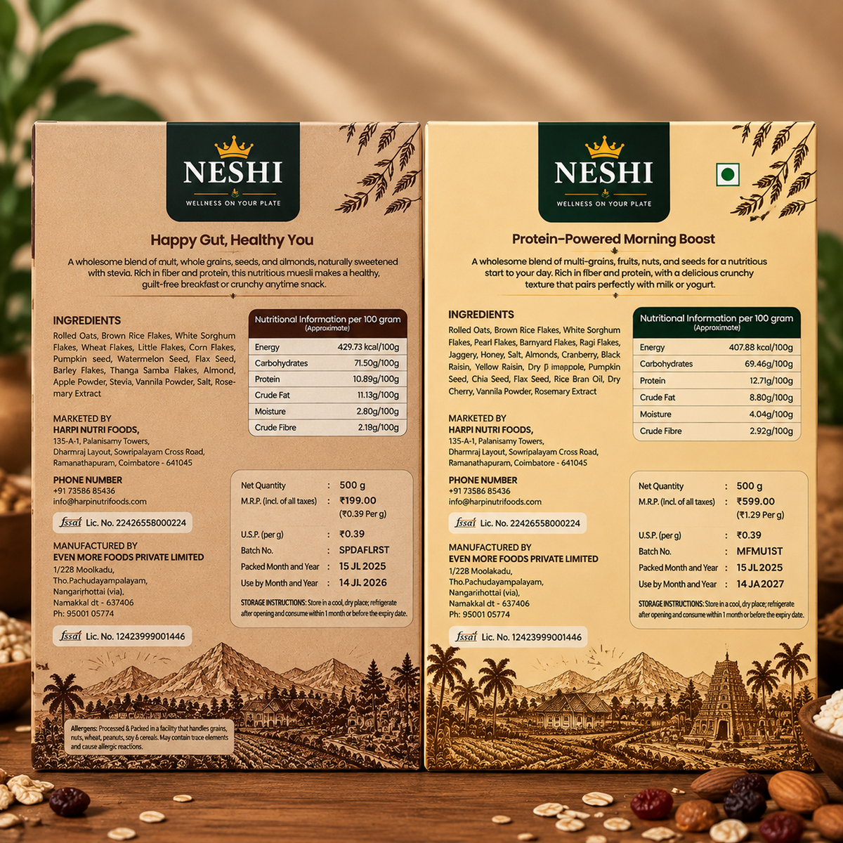 Sugarfree Stevia Muesli + Mixed Fruit & Nut Muesli