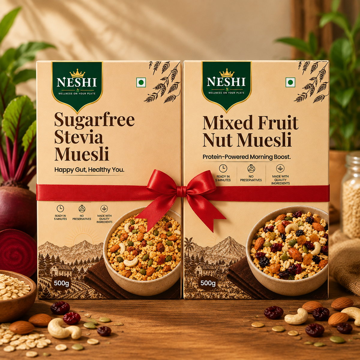 Sugarfree Stevia Muesli + Mixed Fruit & Nut Muesli